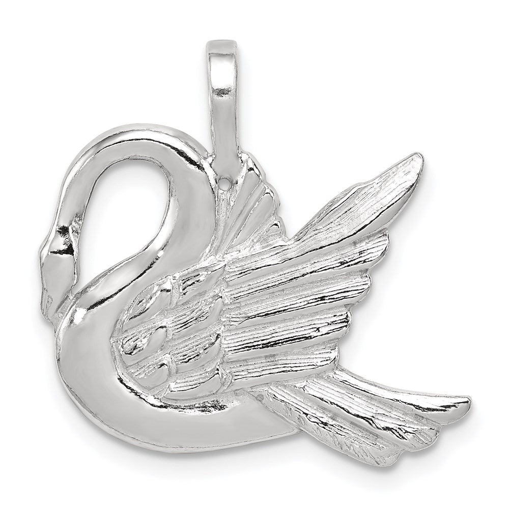 Sterling Silver Swan Charm, 24 x 24 mm