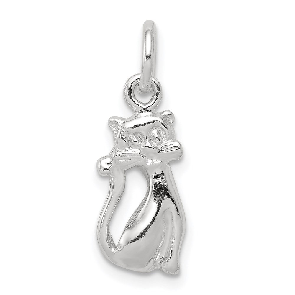Sterling Silver Cat Charm, 17 x 8 mm
