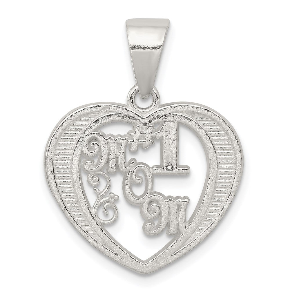 Sterling Silver # 1 Mom Charm, 25 x 20 mm