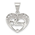 Sterling Silver Mama Heart Charm, 22 x 18 mm