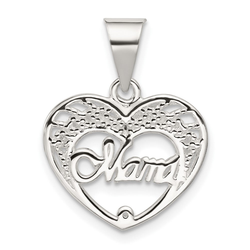 Sterling Silver Mama Heart Charm, 22 x 18 mm