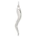 Sterling Silver Italian Horn Pendant, 40 x 6 mm