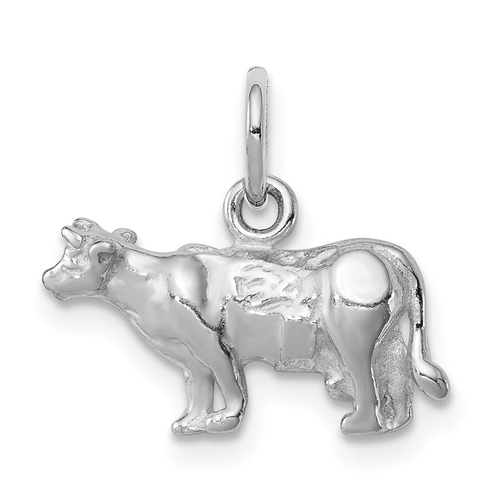 Sterling Silver Cow Charm, 15 x 16 mm