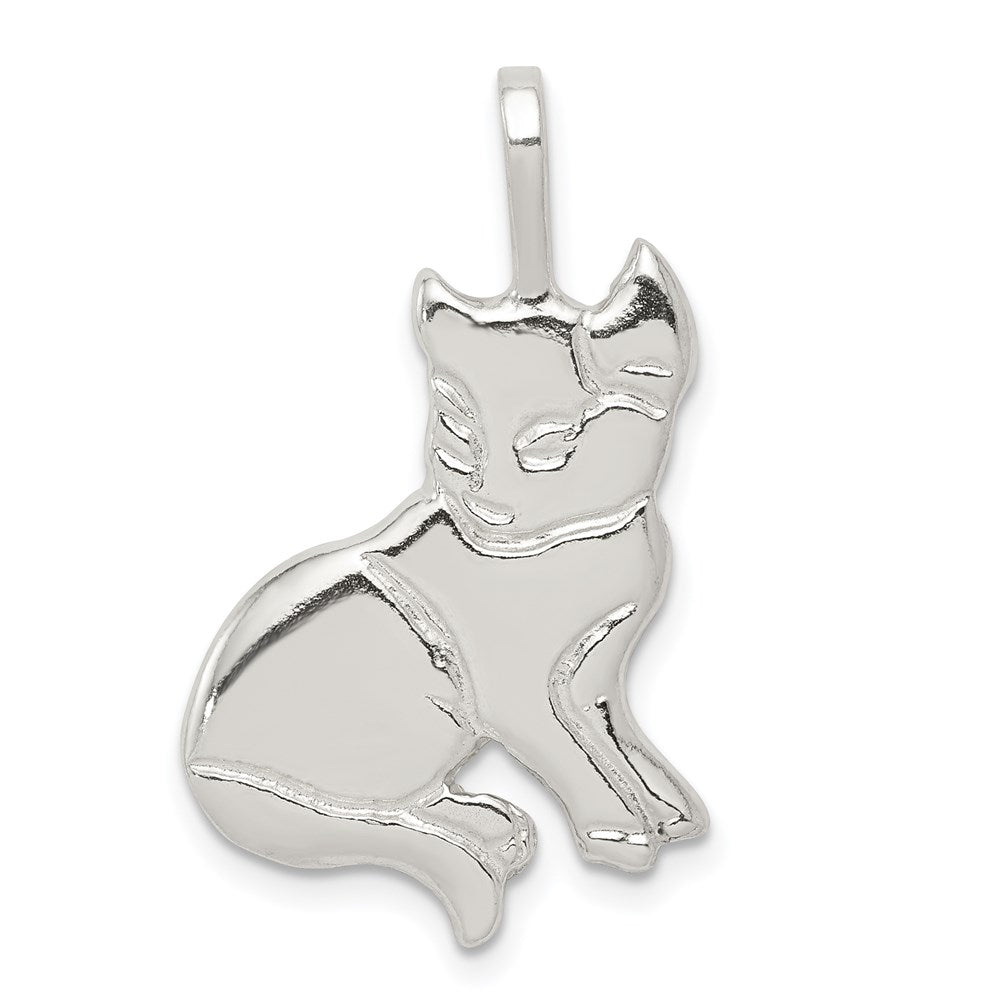 Sterling Silver Cat Charm, 30 x 18 mm