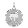 Sterling Silver Rhodium-plated Beagle Disc Charm, 26 x 19 mm