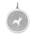 Sterling Silver Rhodium-plated Boston Terrier Disc Charm, 26 x 19 mm