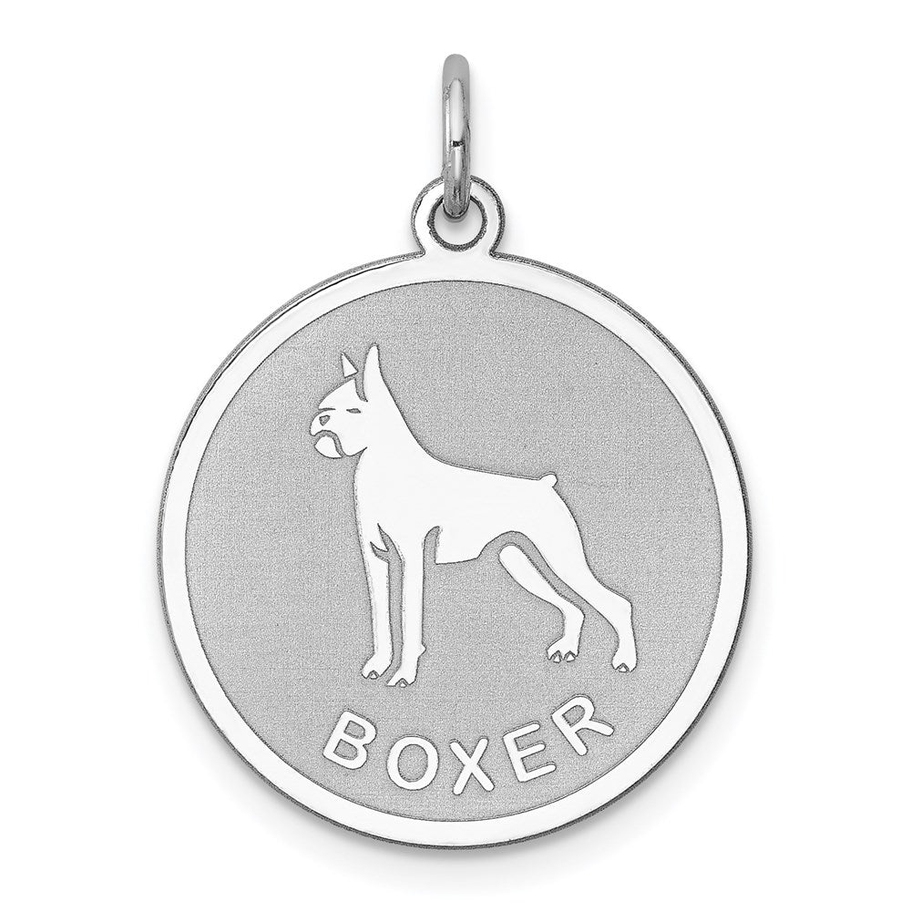 Sterling Silver Rhodium-plated Boxer Disc Charm, 26 x 19 mm