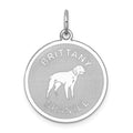 Sterling Silver Rhodium-plated Brittany Spaniel Disc Charm, 26 x 19 mm