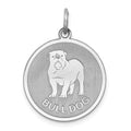 Sterling Silver Rhodium-plated Bull Dog Disc Charm, 26 x 19 mm