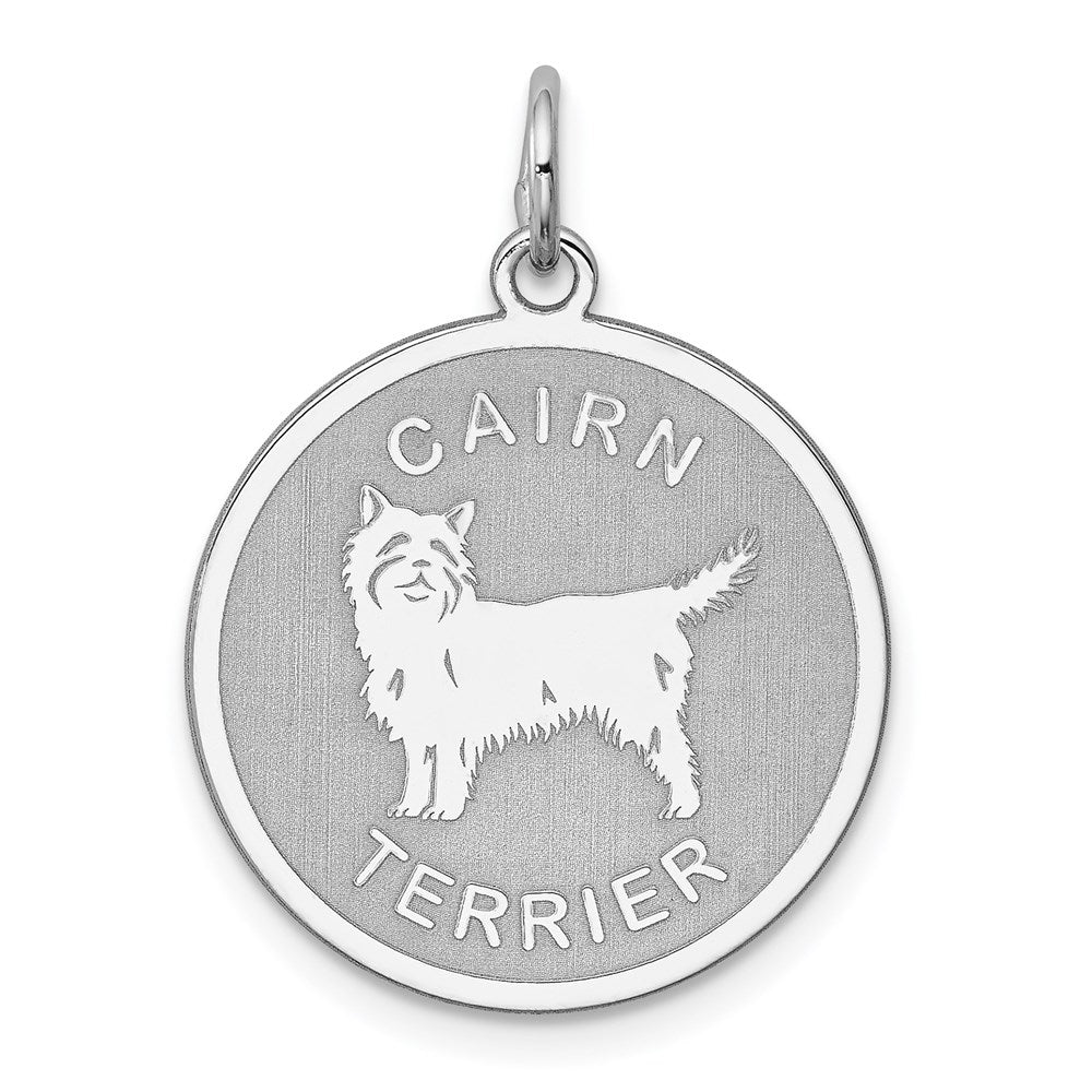 Sterling Silver Rhodium-plated Cairn Terrier Charm, 26 x 19 mm
