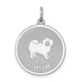 Sterling Silver Rhodium-plated Chow Disc Charm, 26 x 19 mm