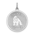 Sterling Silver Rhodium-plated Cocker Spaniel Disc Charm, 26 x 19 mm