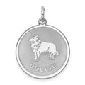 Sterling Silver Rhodium-plated Collie Disc Charm, 26 x 19 mm
