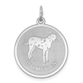 Sterling Silver Rhodium-plated Dalmatian Disc Charm, 26 x 19 mm