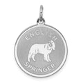 Sterling Silver Rhodium-plated English Springer Disc Charm, 26 x 19 mm