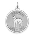 Sterling Silver Rhodium-plated German Shepherd Disc Charm, 26 x 19 mm