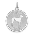 Sterling Silver Rhodium-plated Great Dane Disc Charm, 26 x 19 mm
