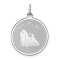 Sterling Silver Rhodium-plated Maltese Disc Charm, 26 x 19 mm
