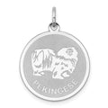 Sterling Silver Rhodium-plated Pekingese Disc Charm, 26 x 19 mm