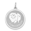 Sterling Silver Rhodium-plated Pomeranian Disc Charm, 26 x 19 mm