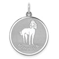 Sterling Silver Rhodium-plated Poodle Disc Charm, 26 x 19 mm