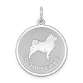 Sterling Silver Rhodium-plated Schipperke Disc Charm, 26 x 19 mm