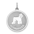 Sterling Silver Rhodium-plated Schnauzer Disc Charm, 26 x 19 mm