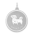 Sterling Silver Rhodium-plated Shih Tzu Disc Charm, 26 x 19 mm