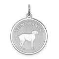 Sterling Silver Rhodium-plated Weimaraner Disc Charm, 26 x 19 mm