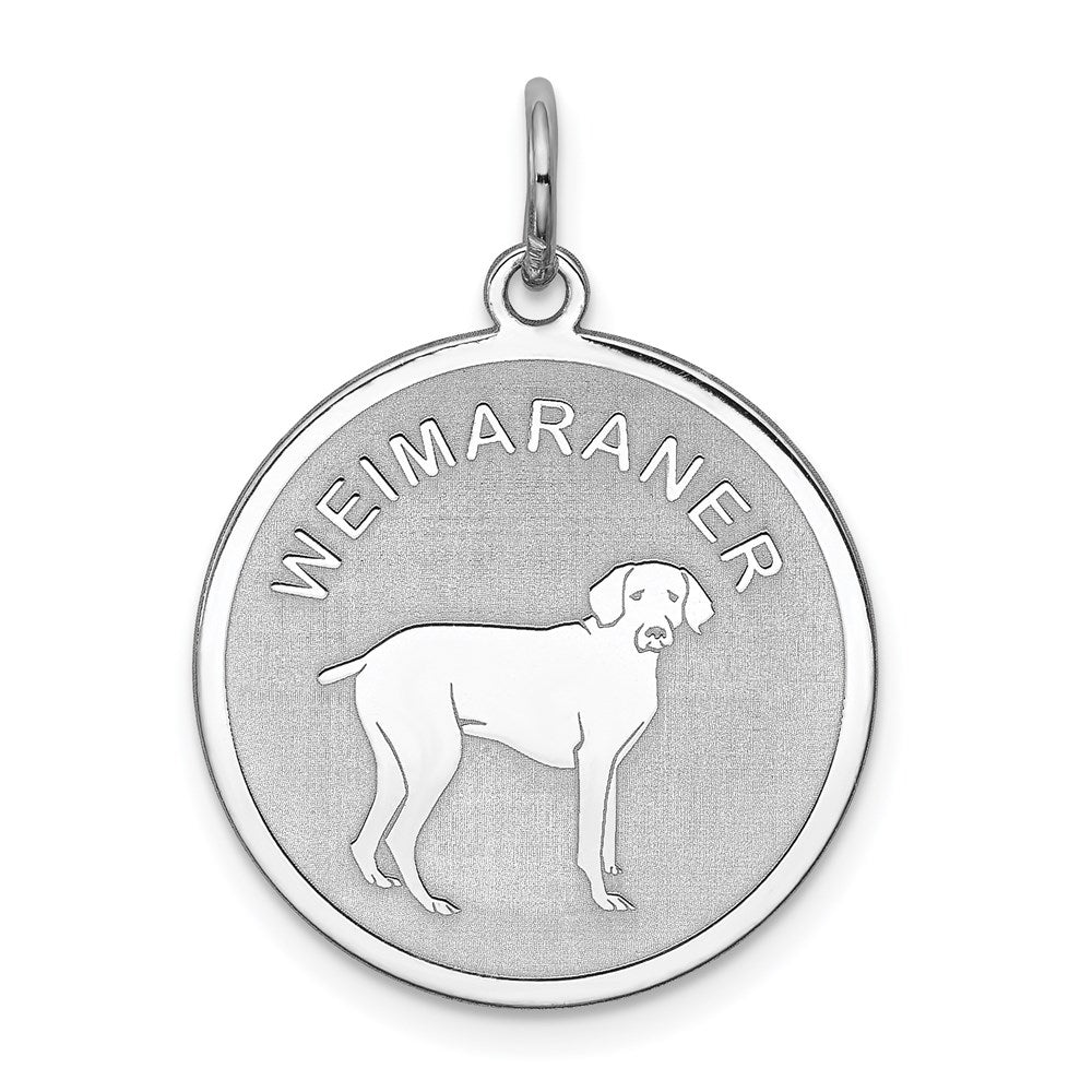 Sterling Silver Rhodium-plated Weimaraner Disc Charm, 26 x 19 mm