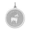 Sterling Silver Rhodium-plated Yorkshire Terrier Disc Charm, 26 x 19 mm