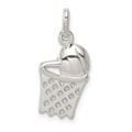 Sterling Silver Basketball in Hoop Charm, 18 x 12 mm