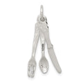 Sterling Silver Knife, Fork & Spoon Charm, 28 x 10 mm