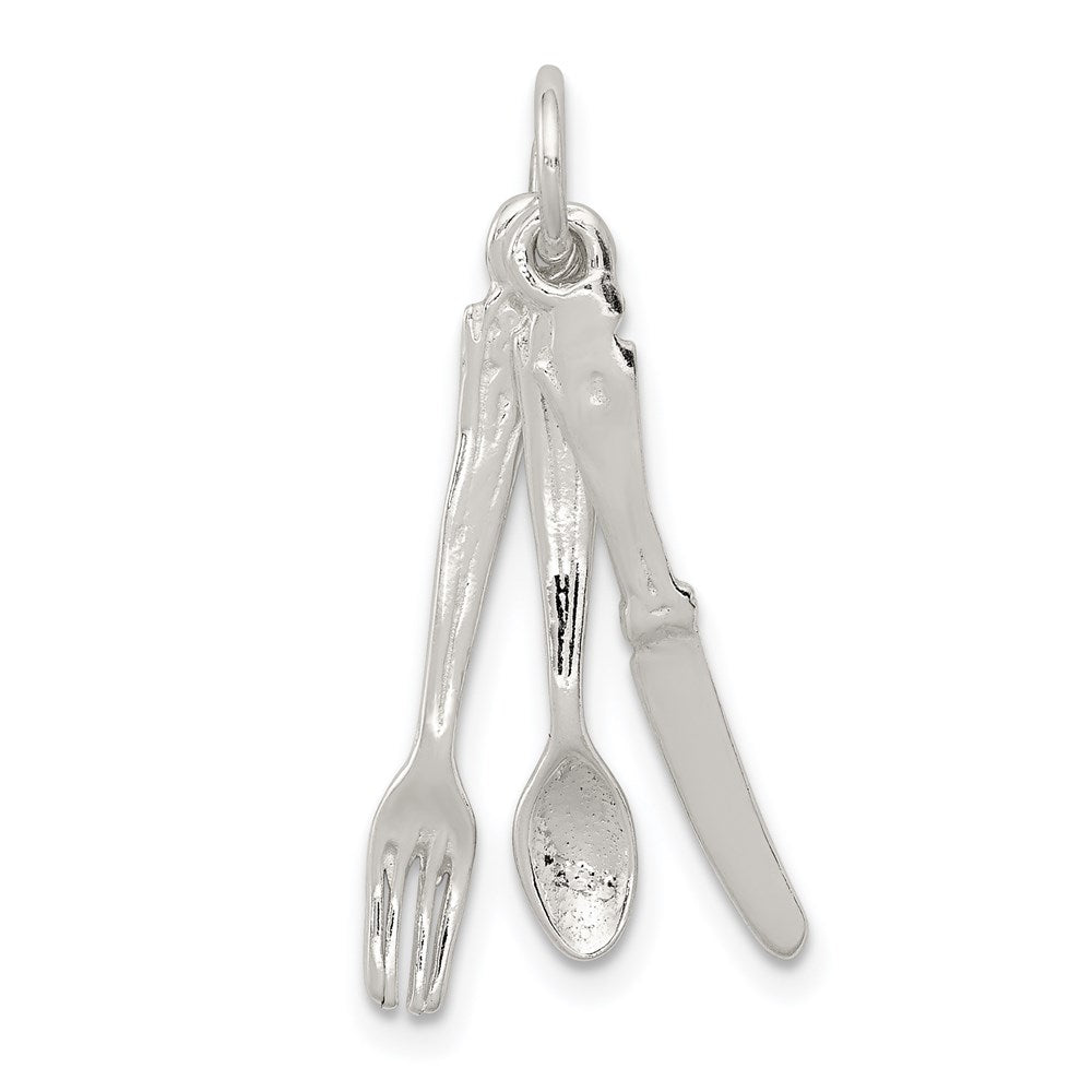 Sterling Silver Knife, Fork & Spoon Charm, 28 x 10 mm