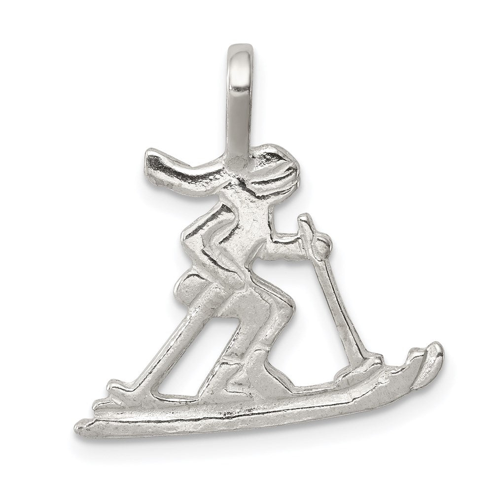 Sterling Silver Skier Pendant, 23 x 22 mm