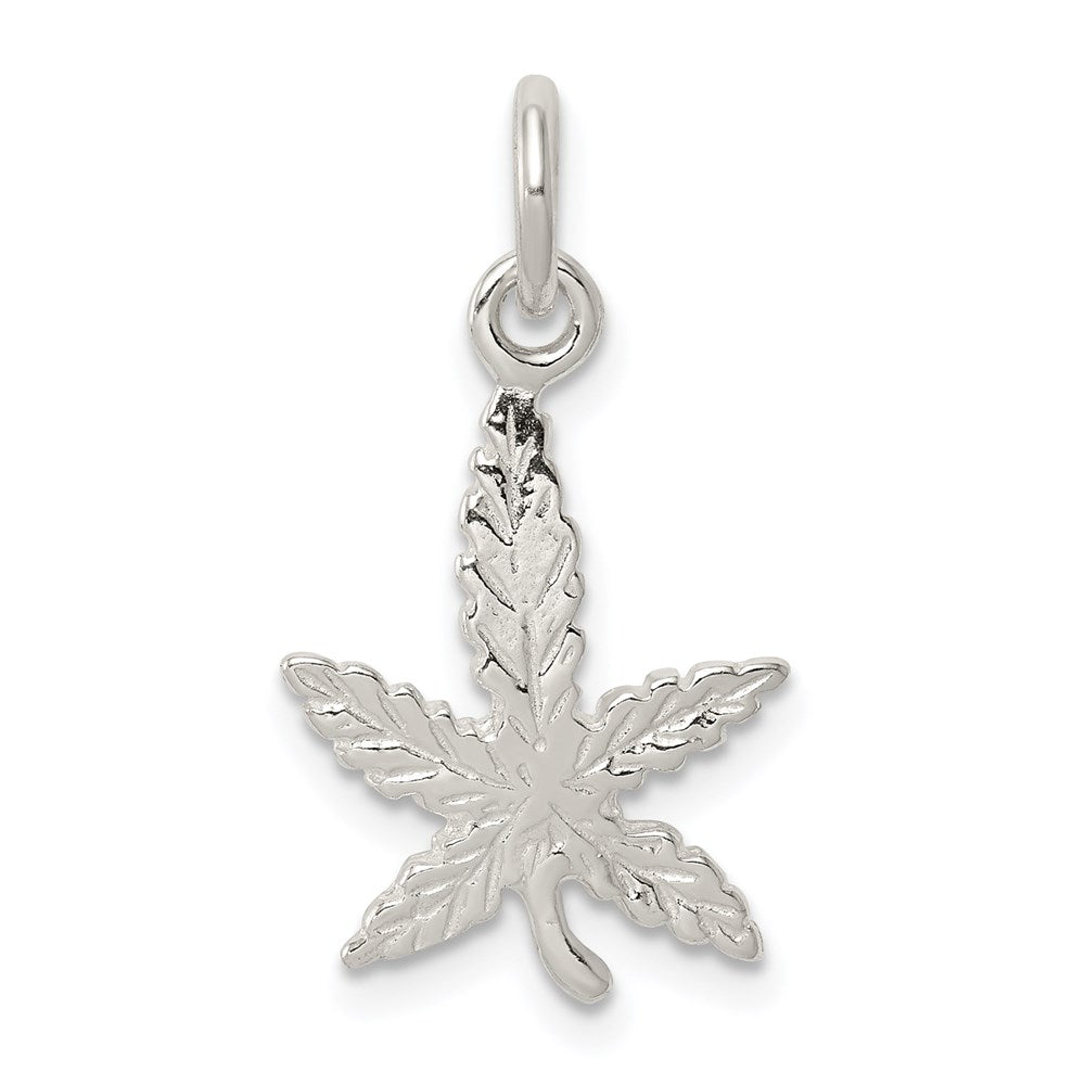 Sterling Silver Leaf Charm, 24 x 13 mm