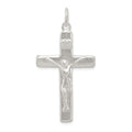 Sterling Silver Satin INRI Crucifix Pendant, 46 x 24 mm