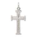 Sterling Silver Diamond -Cut Cross Pendant, 41 x 21 mm