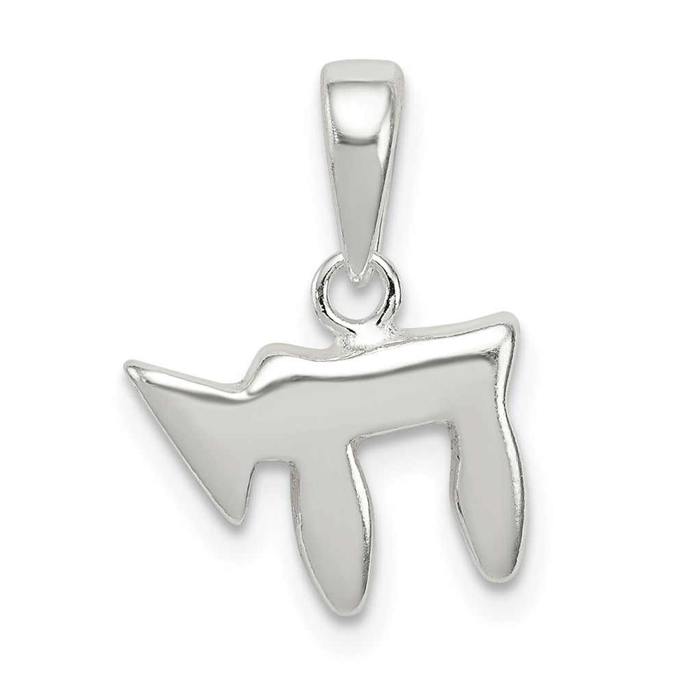 Sterling Silver Chai Pendant, 10 x 12 mm