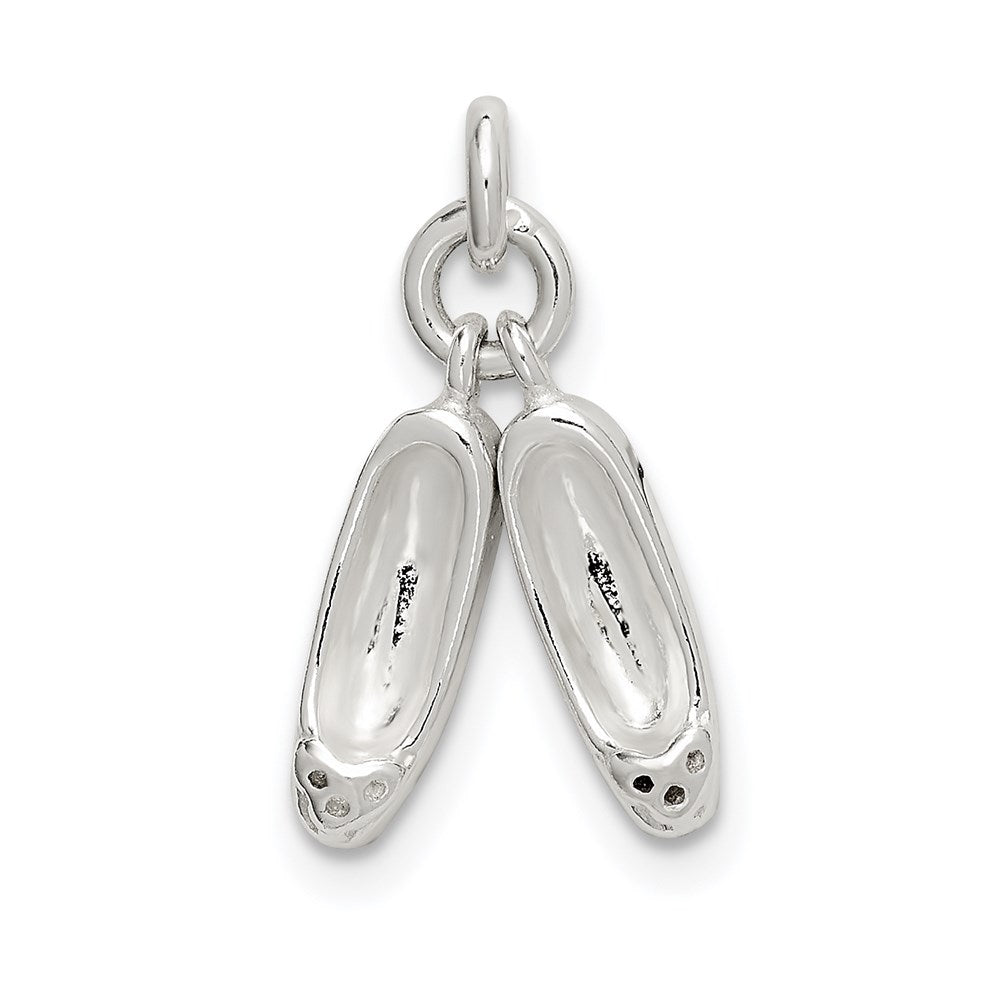 Sterling Silver Ballet Slippers Charm, 15 x 10 mm
