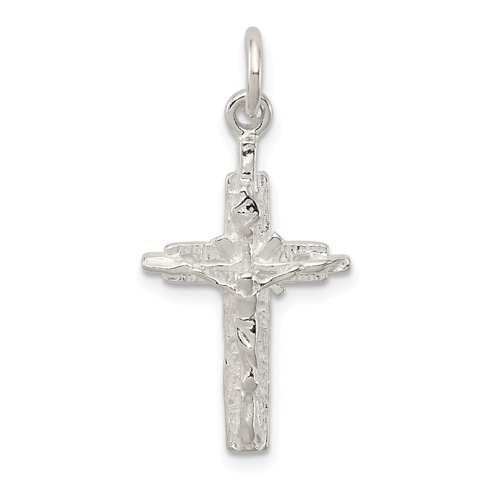 Sterling Silver INRI Crucifix Pendant, 28 x 13 mm