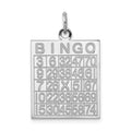 Sterling Silver Rhodium-plated Bingo Card Polished Pendant, 27 x 18 mm