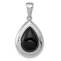 Sterling Silver Rhodium-plated Onyx Pendant, 30 x 16 mm