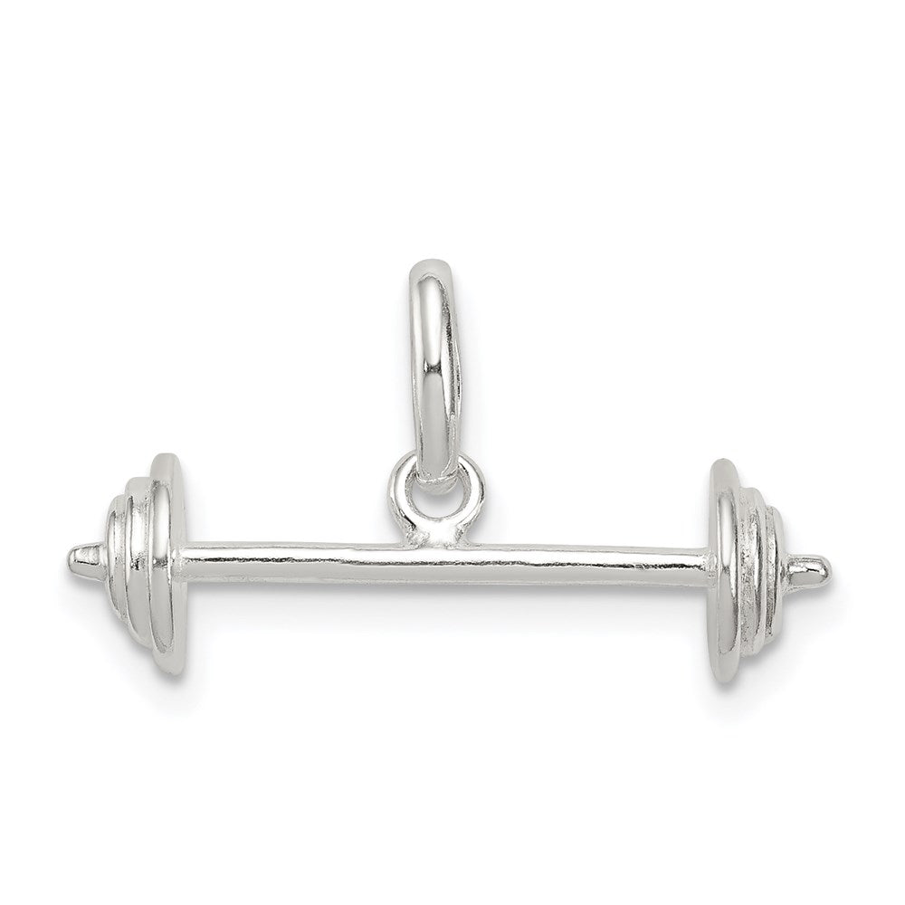 Sterling Silver Barbell Charm, 6.3 x 24 mm