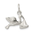Sterling Silver STORK W/ BABY CHARM, 23 x 18 mm