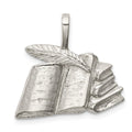 Sterling Silver Books with Quill Charm, 22 x 22 mm