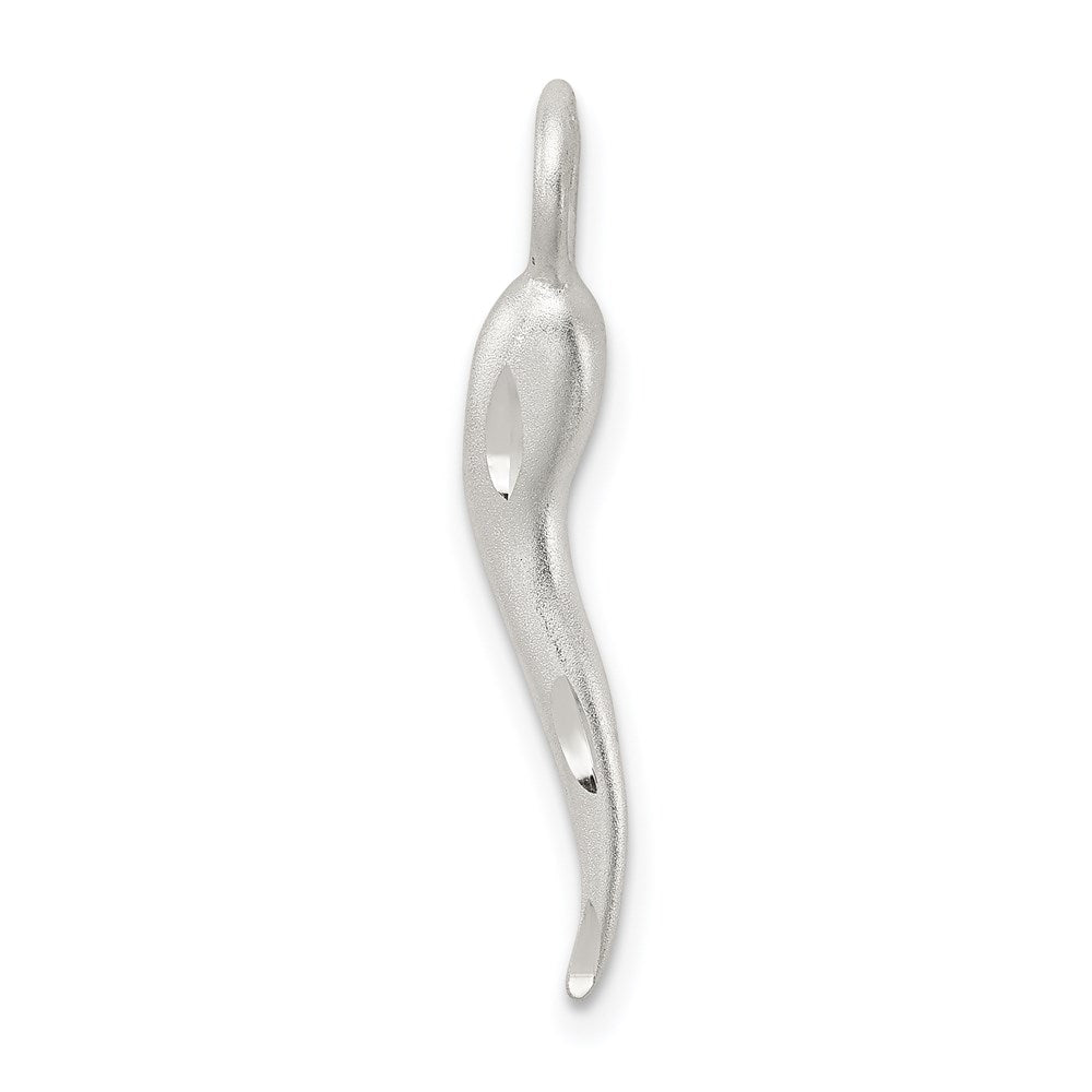 Sterling Silver Satin Italian Horn Charm, 26 x 4 mm
