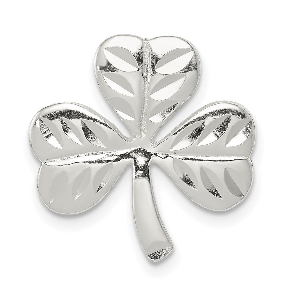 Sterling Silver Polished Diamond-cut Shamrock Chain Slide, 20 x 19 mm