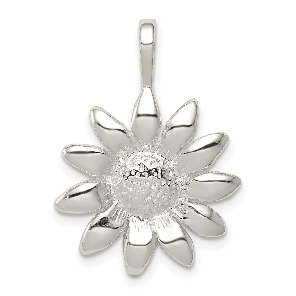 Sterling Silver Sunflower Pendant, 27 x 18 mm