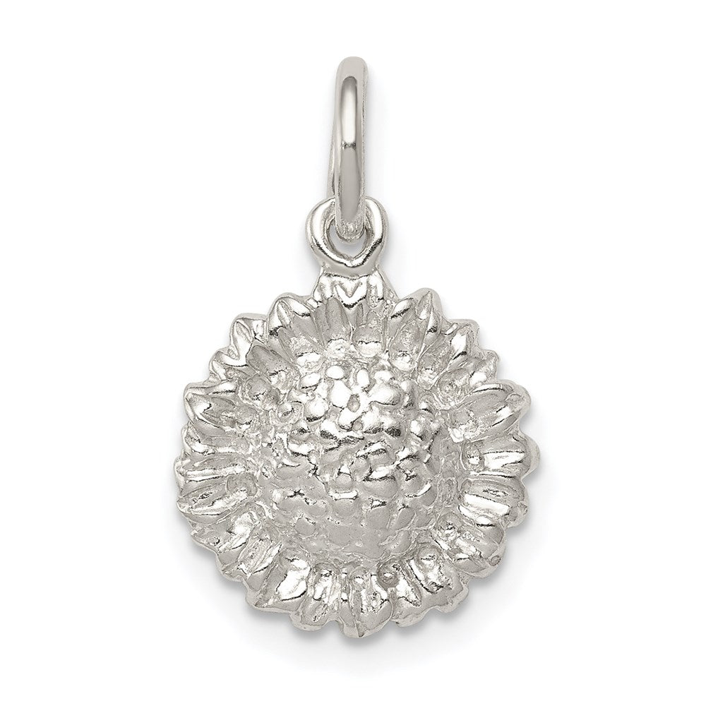 Sterling Silver Sunflower Charm, 20 x 12 mm